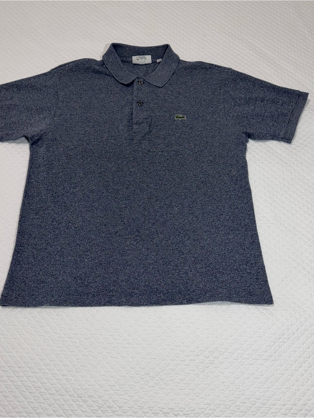Lacoste Men's Dark Heather Navy Polo with Green Crocodile Logo